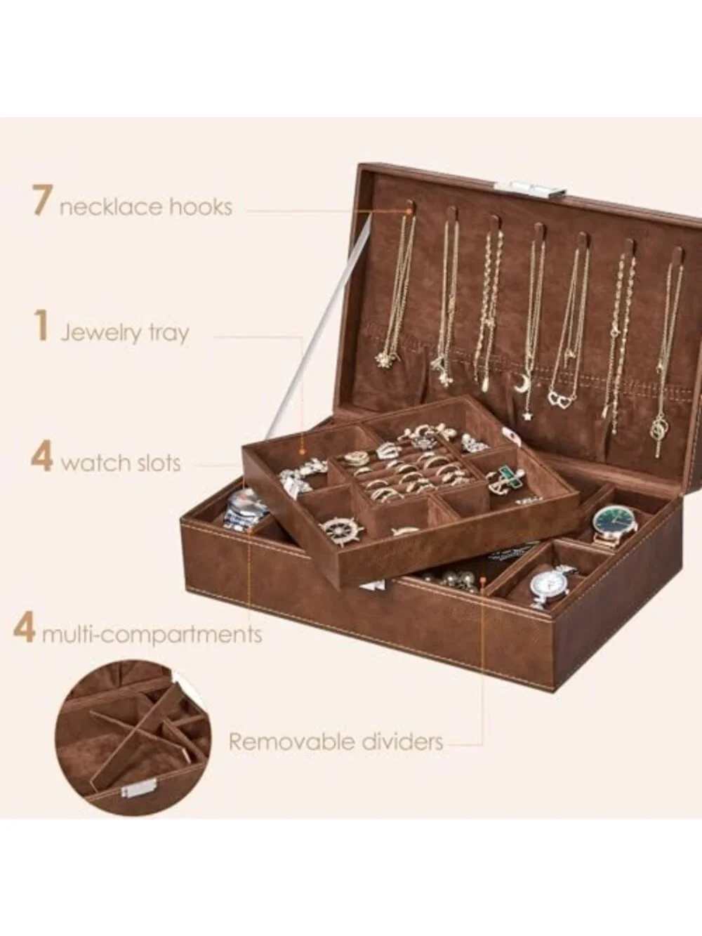 Stylish Jewelry Organizer Box for Men & Women - Perfect Gift & Storage Solution